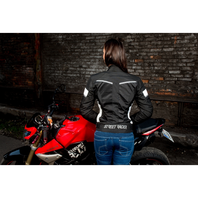 Dámská bunda na motorku Street Racer Betty černo-bílá