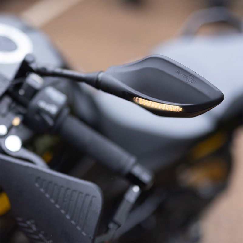 Galinio vaizdo veidrodis su integruotu indikatoriumi "Oxford Signal" juodas kairysis