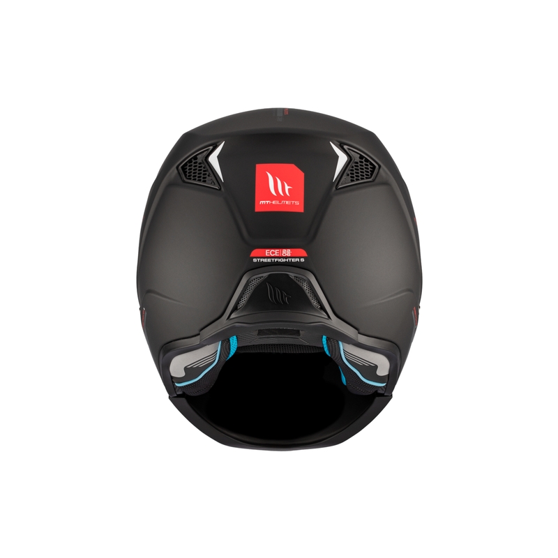 MT Streetfighter SV S Solid A1 atviras šalmas su kauke juodas matinis su iridžio skydeliu