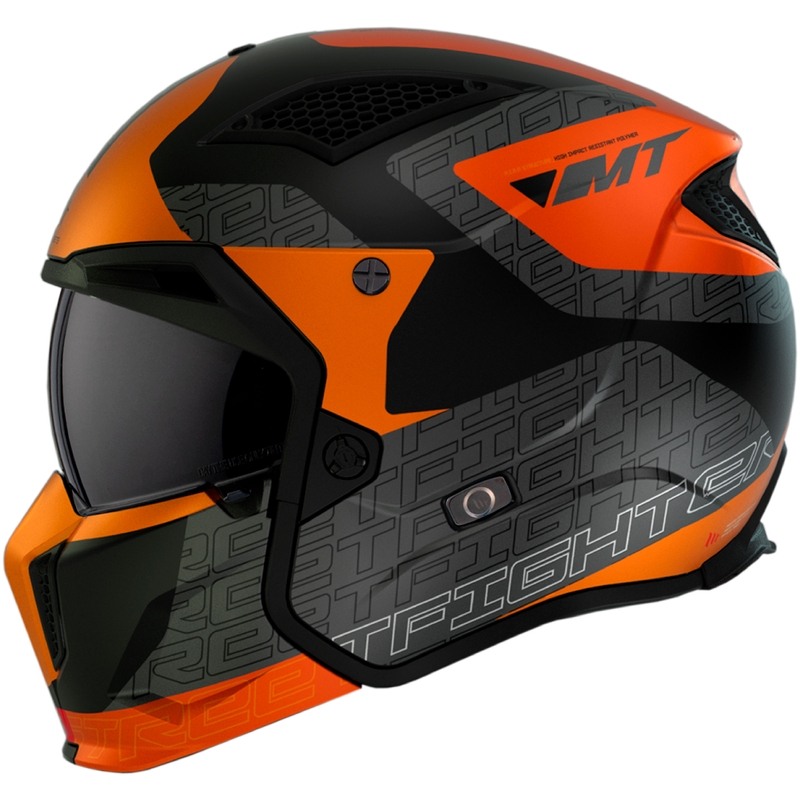 Otevřená přilba s maskou MT Streetfighter SV Totem B4 černo-šedo-oranžová s iridiovou clonou