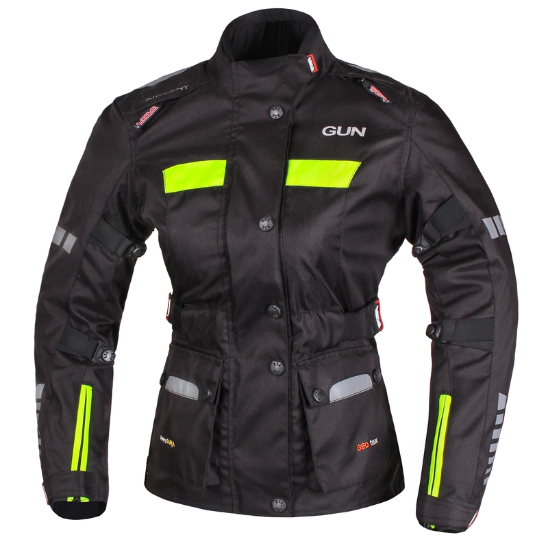 Dámská bunda na motorku RSA Gun černo-fluo žlutá výprodej