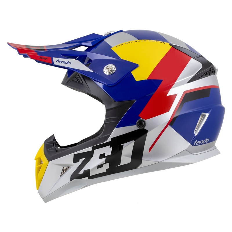 Motokroso šalmas ZED X1.9 Tendo pearl blue-red-yellow-silver