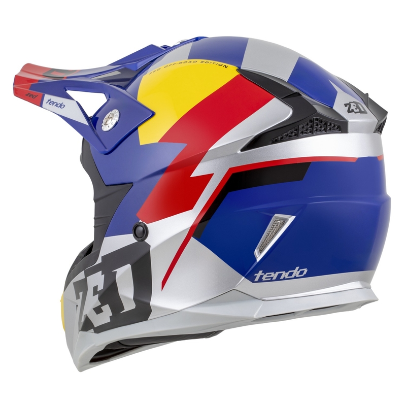 Motokroso šalmas ZED X1.9 Tendo pearl blue-red-yellow-silver