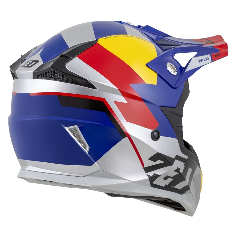 Motokroso šalmas ZED X1.9 Tendo pearl blue-red-yellow-silver