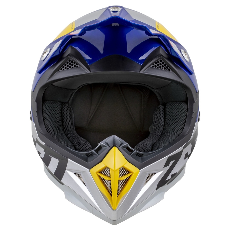 Motokroso šalmas ZED X1.9 Tendo pearl blue-red-yellow-silver