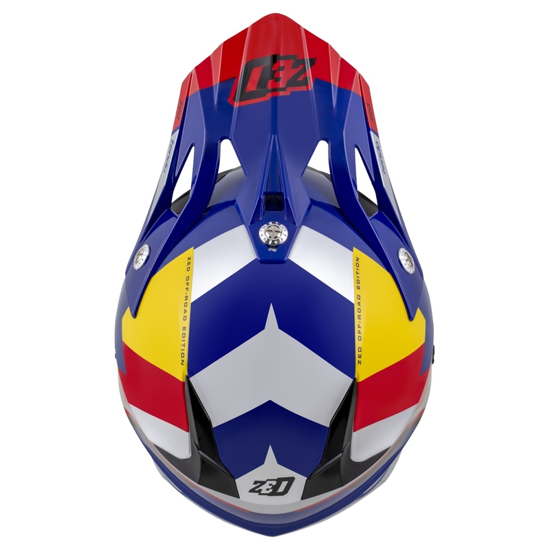 Motokroso šalmas ZED X1.9 Tendo pearl blue-red-yellow-silver