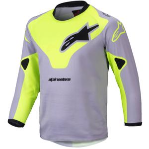 Alpinestars Racer Veil Vaikiški motokroso marškinėliai pilka-fluo geltona