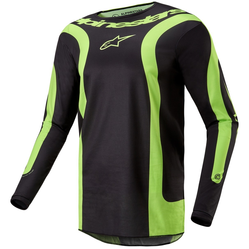 Alpinestars Fluid Lurv motokroso marškinėliai juoda-fluo geltona