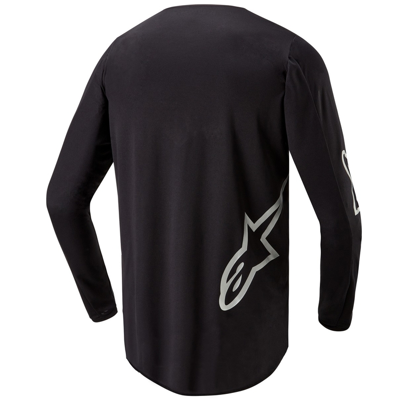 Alpinestars Fluid Lucent motokroso marškinėliai juodai sidabrinės spalvos