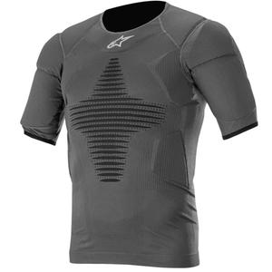 "Alpinestars Roost Base" antracito-juodos spalvos termo marškinėliai trumpomis rankovėmis su apsaugomis
