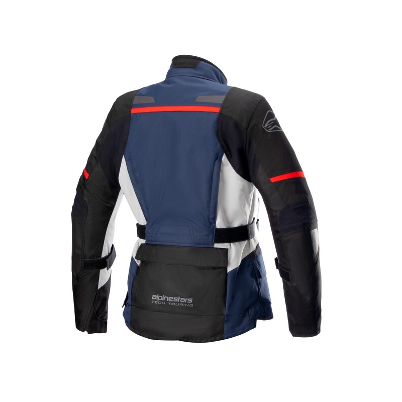 Alpinestars Stella Andes Drystar moteriška motociklininko striukė Tamsiai mėlyna-juoda-šviesiai pilka-raudona