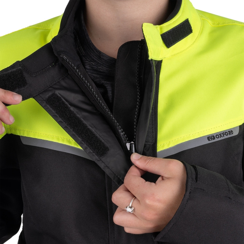 Moteriška "Oxford Spartan Long WP Black-Fluo Yellow" motociklininko striukė