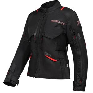 Moteriška Seventy Degrees SD-JT69 Tanami juodai raudona motociklininko striukė