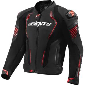 Odinė motociklininko striukė Seventy Degrees SD-JL24 Spoiler juoda-raudona