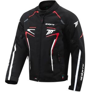 Seventy Degrees SD-JR65 Piston juoda-raudona-balta motociklininko striukė