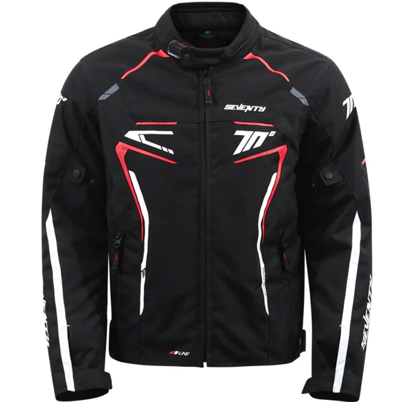 Seventy Degrees SD-JR65 Piston juoda-raudona-balta motociklininko striukė