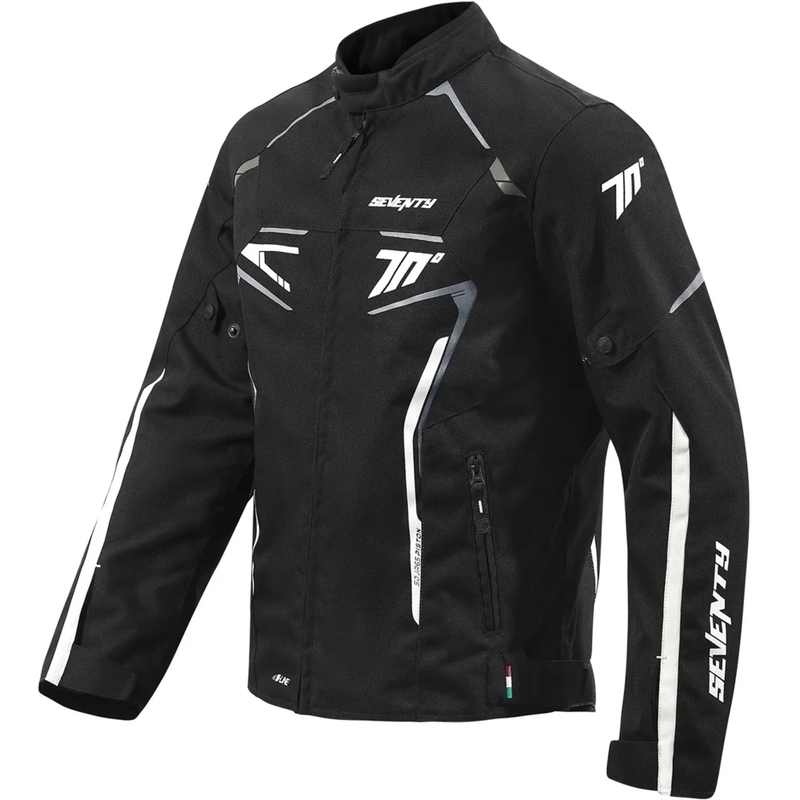 Seventy Degrees SD-JR65 Piston juoda/pilka/balta motociklininko striukė