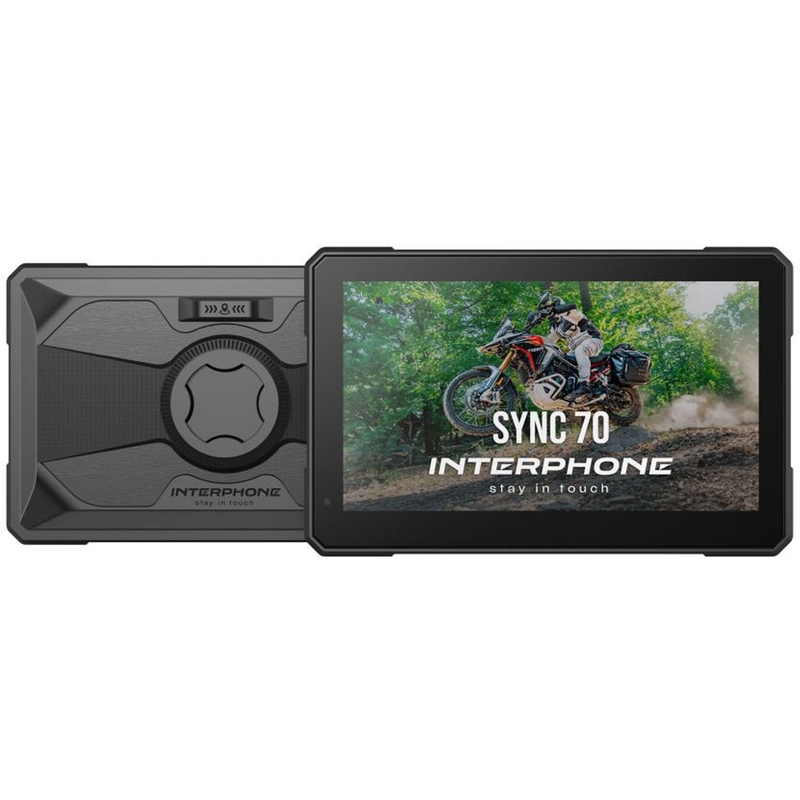 „Interphone RIDESYNC70“ „Apple CarPlay“ ir „Android Auto“ ekranas motociklams