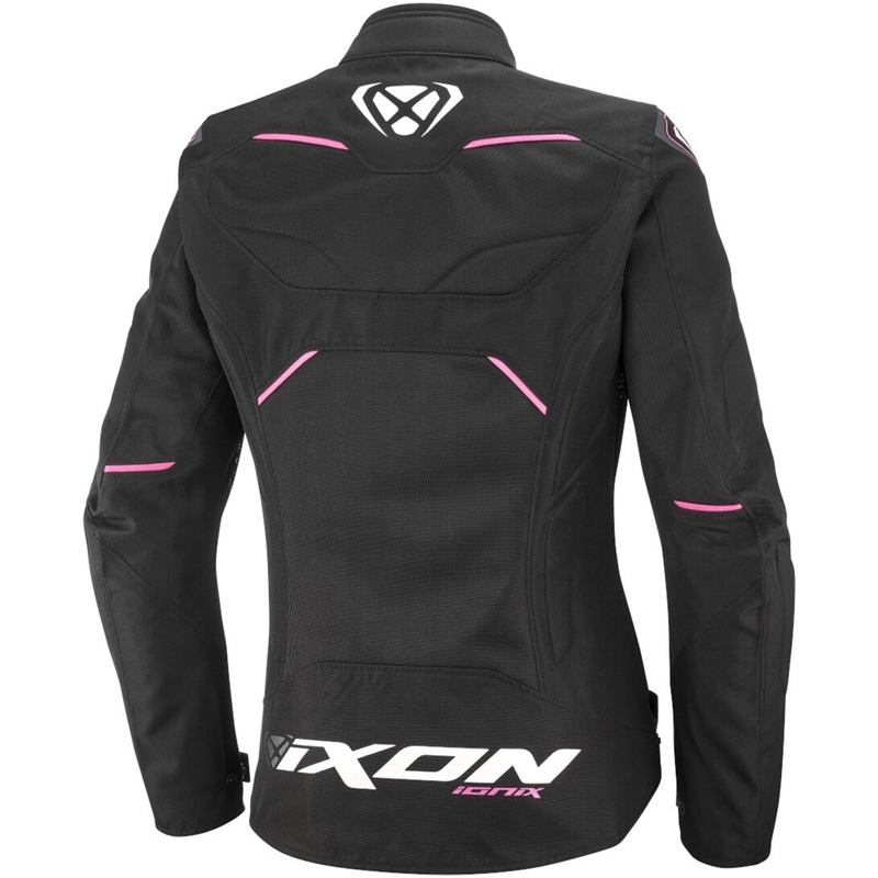 Moteriška motociklininko striukė IXON Ionix Lady juoda ir rožinė