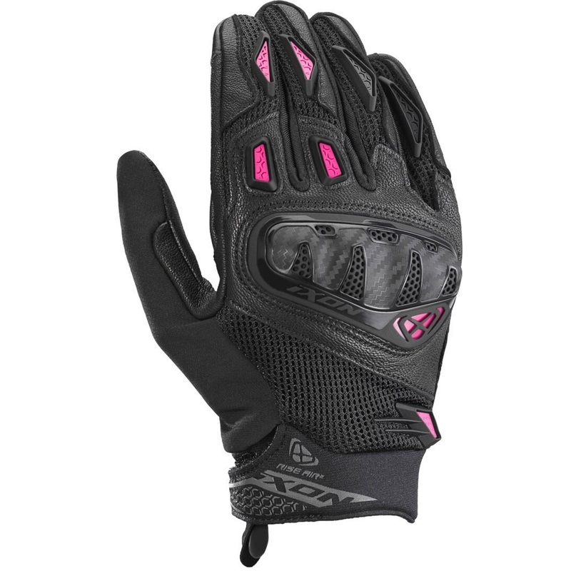 Moteriškos IXON Rise Air 2 Black and Pink motociklininko pirštinės