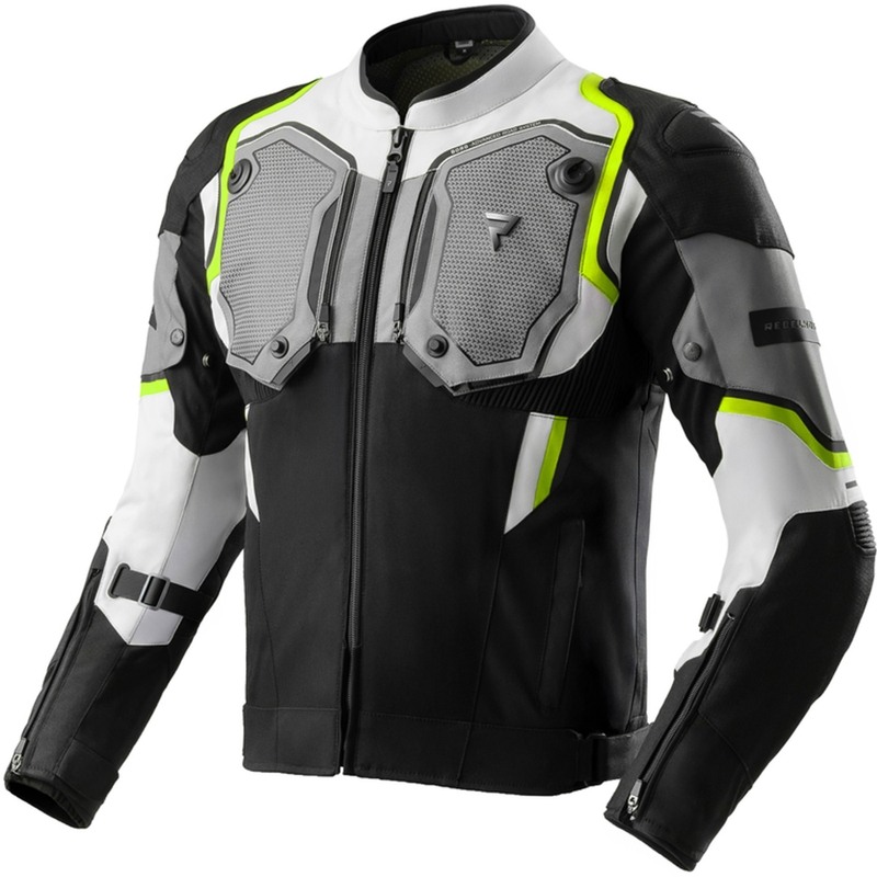 Rebelhorn Borg II juoda-pilka-fluo geltona motociklininko striukė