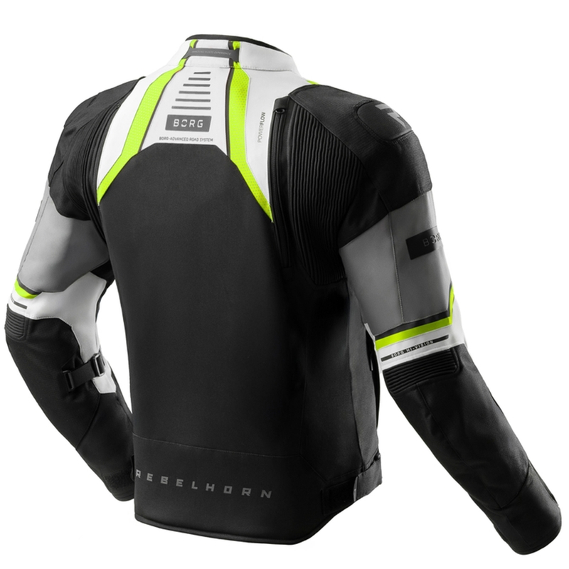 Rebelhorn Borg II juoda-pilka-fluo geltona motociklininko striukė