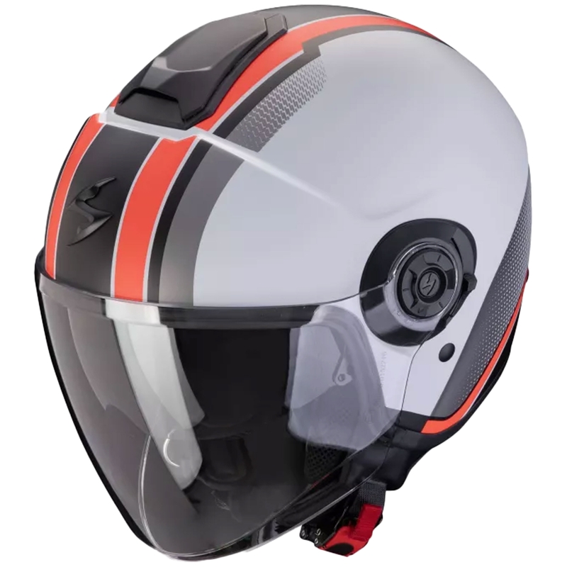 Atviras motociklininko šalmas Scorpion CORPION EXO-CITY II VEL matinis pilkai raudonas