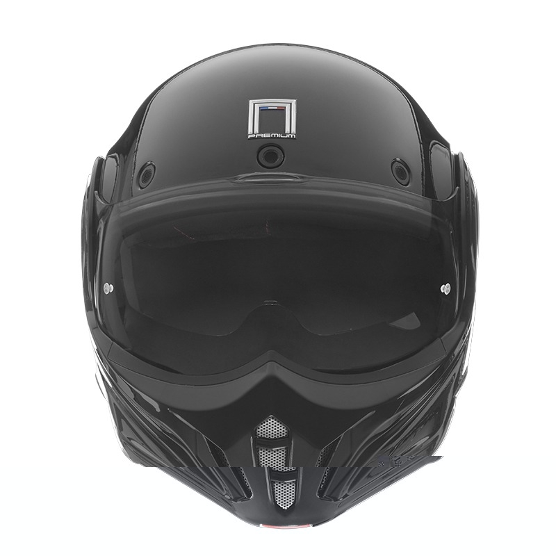 NOX PREMIUM Stratos apverčiamas motociklininko šalmas matinės juodos spalvos