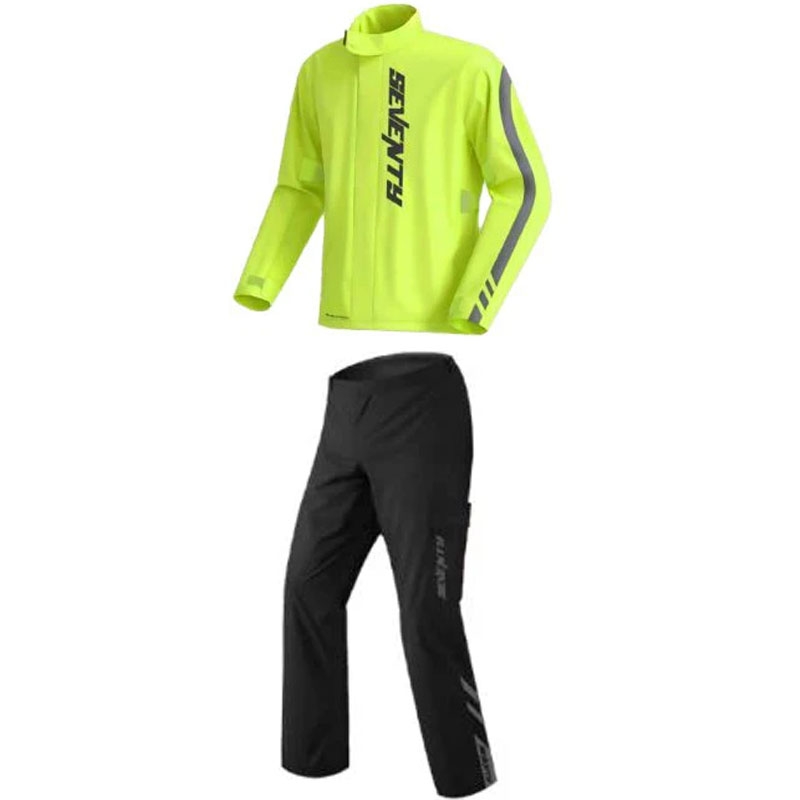 Dviejų dalių lietaus kostiumas „Seventy Degrees SD-S5 Monsoon Suit“, fluorescencinės geltonos-juodos spalvos