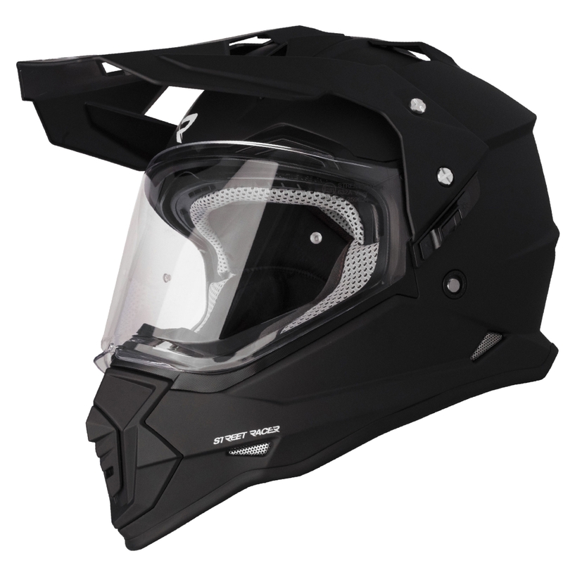 Enduro motociklininko šalmas Street Racer Ignite matinės juodos spalvos - II klasė - II. kokybė