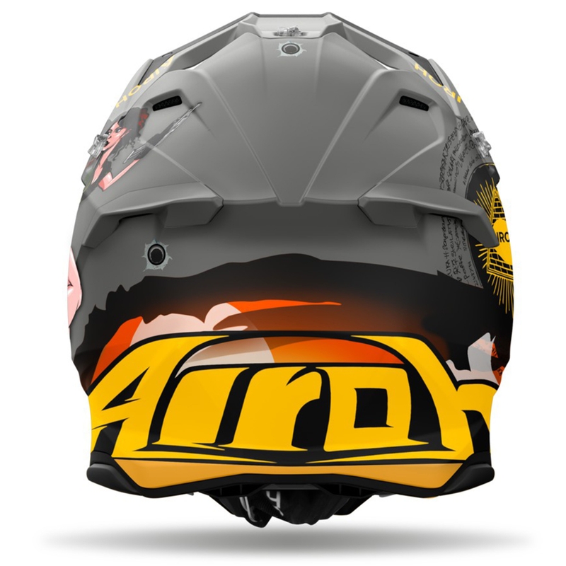 Motokroso šalmas "Airoh Twist 3 Adventure" pilkai geltonos spalvos