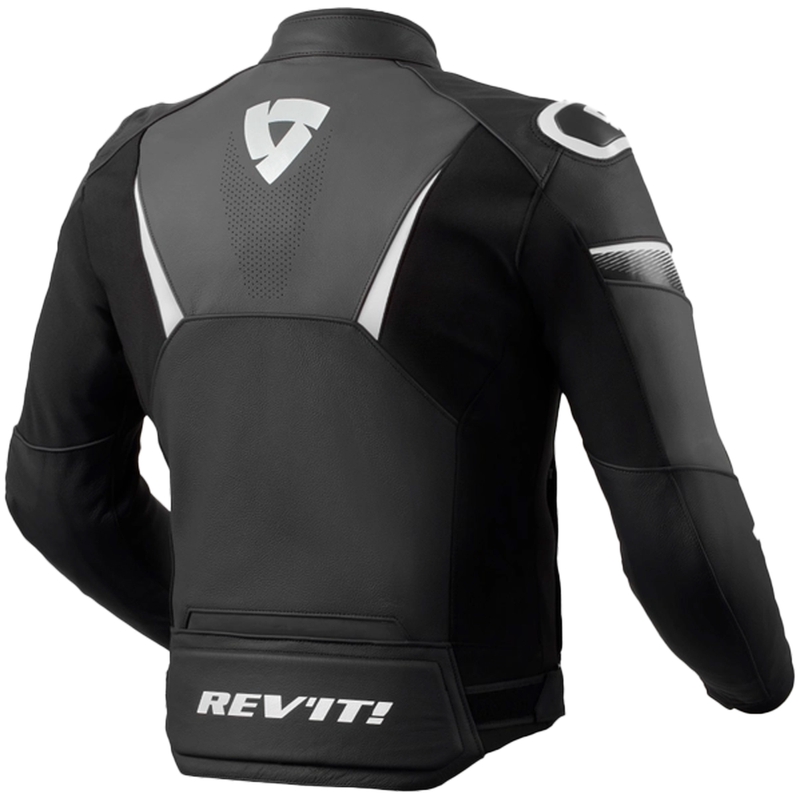 "Revit Argon 2" juodai balta odinė motociklininko striukė