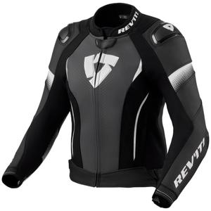 Moteriška "Revit Xena 4 Pro" juodai balta odinė motociklininko striukė