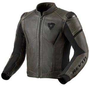 "Revit Parallax" tamsiai alyvuogių spalvos odinė motociklininko striukė