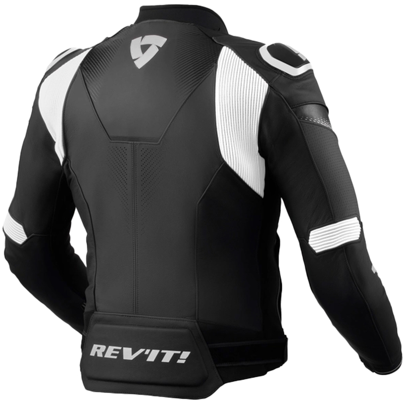 "Revit Control" juodai balta odinė motociklininko striukė