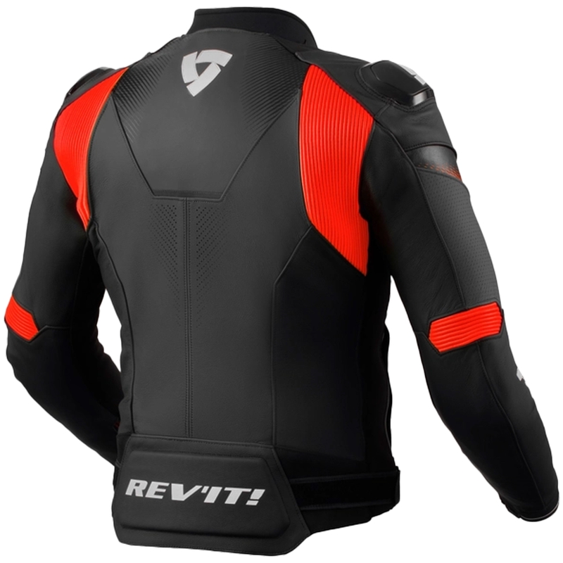 "Revit Control" juoda-fluo raudona odinė motociklininko striukė