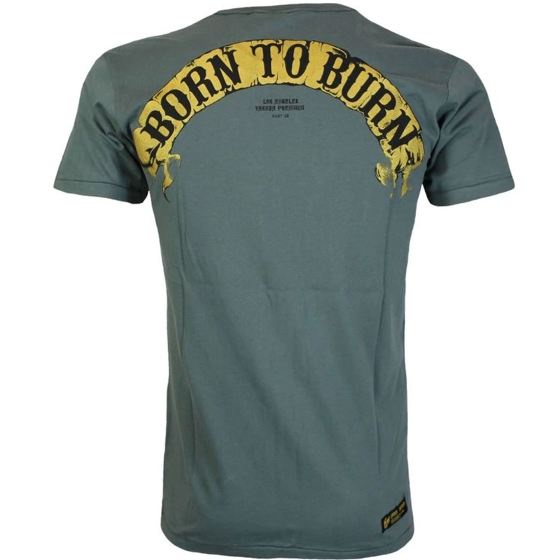 Marškinėliai Yakuza Premium Born To Burn Flying Riots Los Angeles alyvuogių žalia