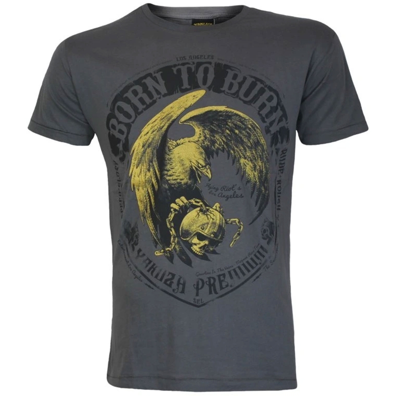 Yakuza Premium marškinėliai Born To Burn Flying Riots Los Angeles tamsiai pilki