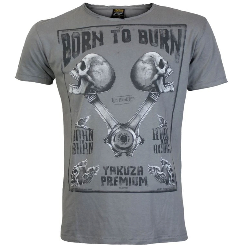 Marškinėliai Yakuza Premium Rude and Rough Born to Burn - Los Angeles grey