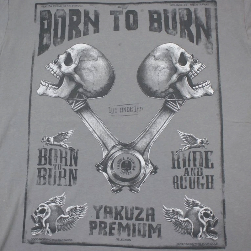 Marškinėliai Yakuza Premium Rude and Rough Born to Burn - Los Angeles grey