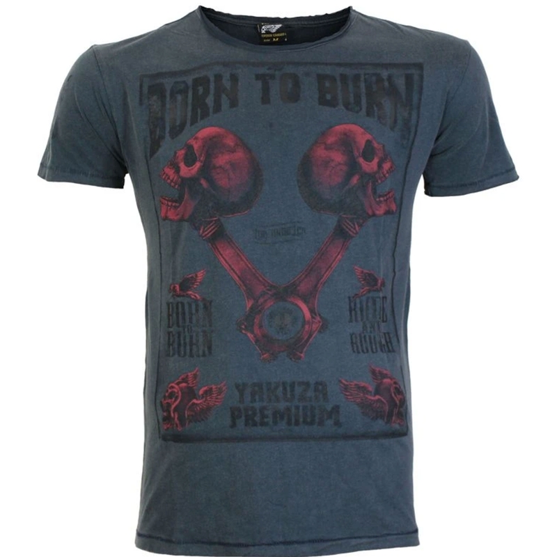 Marškinėliai Yakuza Premium Rude and Rough Born to Burn - Los Angeles blue