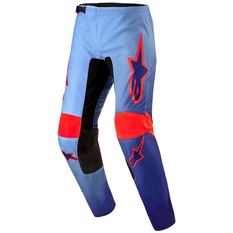 Alpinestars Fluid Lucent motokroso kelnės mėlyna-šviesiai mėlyna-oranžinė