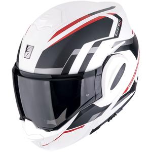 Scorpion EXO-TECH EVO FURIO atlenkiamas motociklo šalmas matinės baltos-juodos-raudonos spalvos išpardavimas