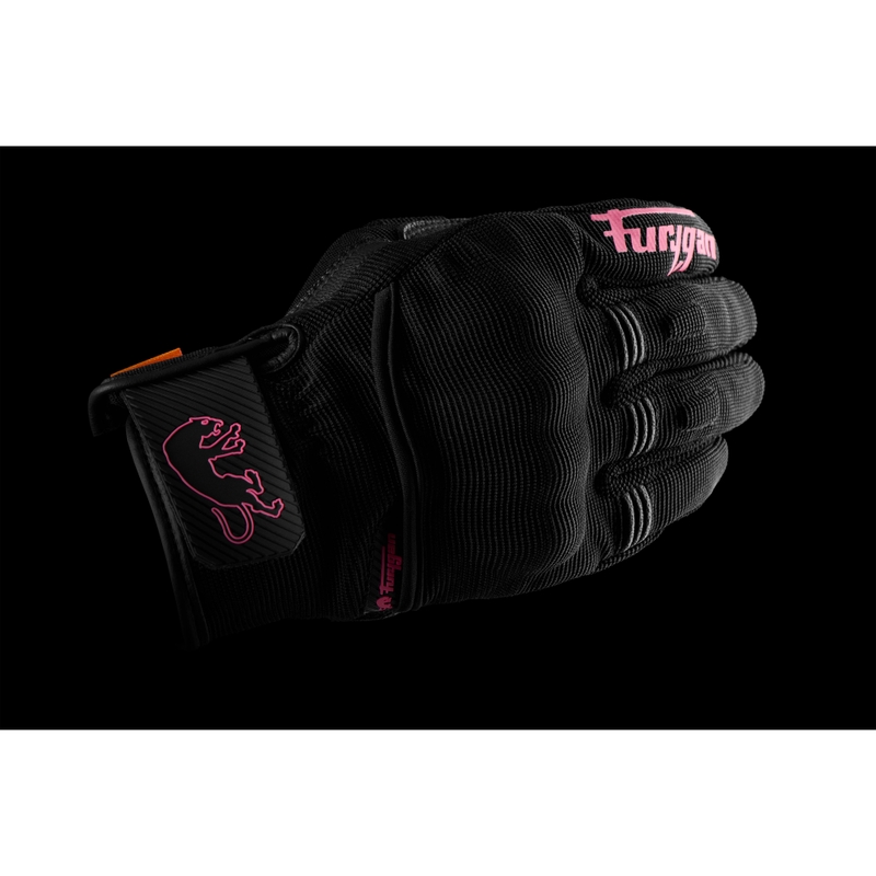 Moteriškos Furygan Jet Lady D3O® Evo Black and Pink motociklininko pirštinės