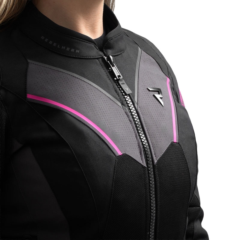 Moteriška motociklininko striukė Rebelhorn Hiflow V Black-Grey-Pink