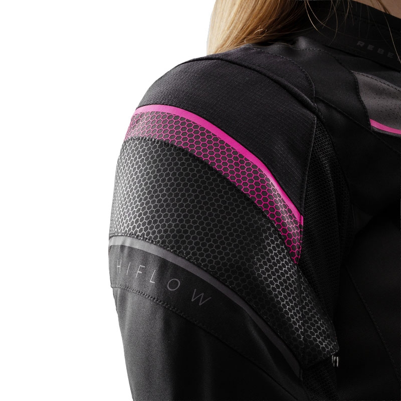 Moteriška motociklininko striukė Rebelhorn Hiflow V Black-Grey-Pink