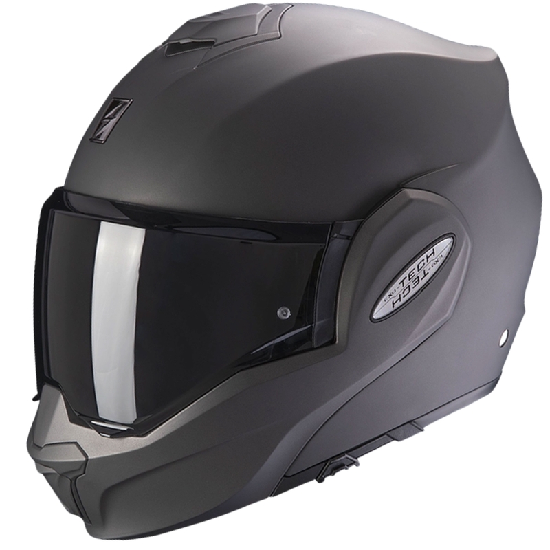 Sulankstomas motociklininko šalmas Scorpion EXO-TECH EVO Solid matinis antracitas