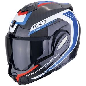 Sulankstomas motociklininko šalmas Scorpion EXO-TECH EVO CARBON COSY juoda-mėlyna-raudona