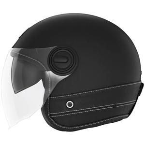 Atviras motociklininko šalmas NOX PREMIUM Heritage juodos odos