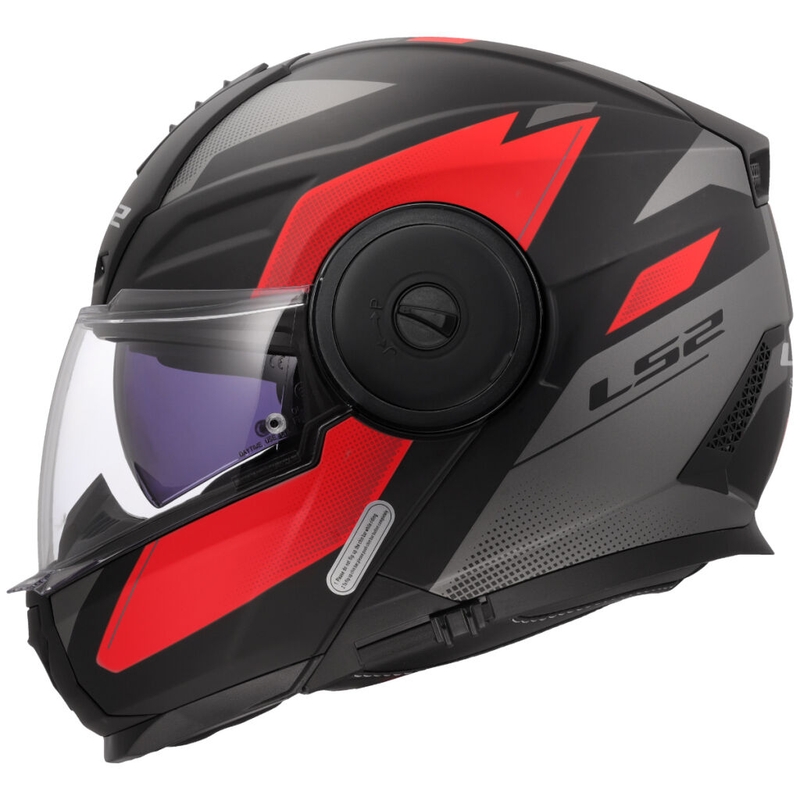 Apverčiamas motociklininko šalmas LS2 FF902 Scope II Duria juoda-raudona